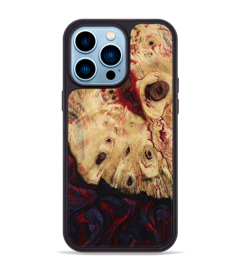 iPhone 14 Pro Max Wood Phone Case - Davion (Red, 799156)