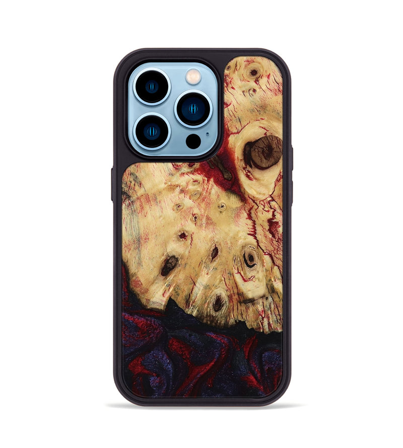 iPhone 14 Pro Wood Phone Case - Davion (Red, 799156)