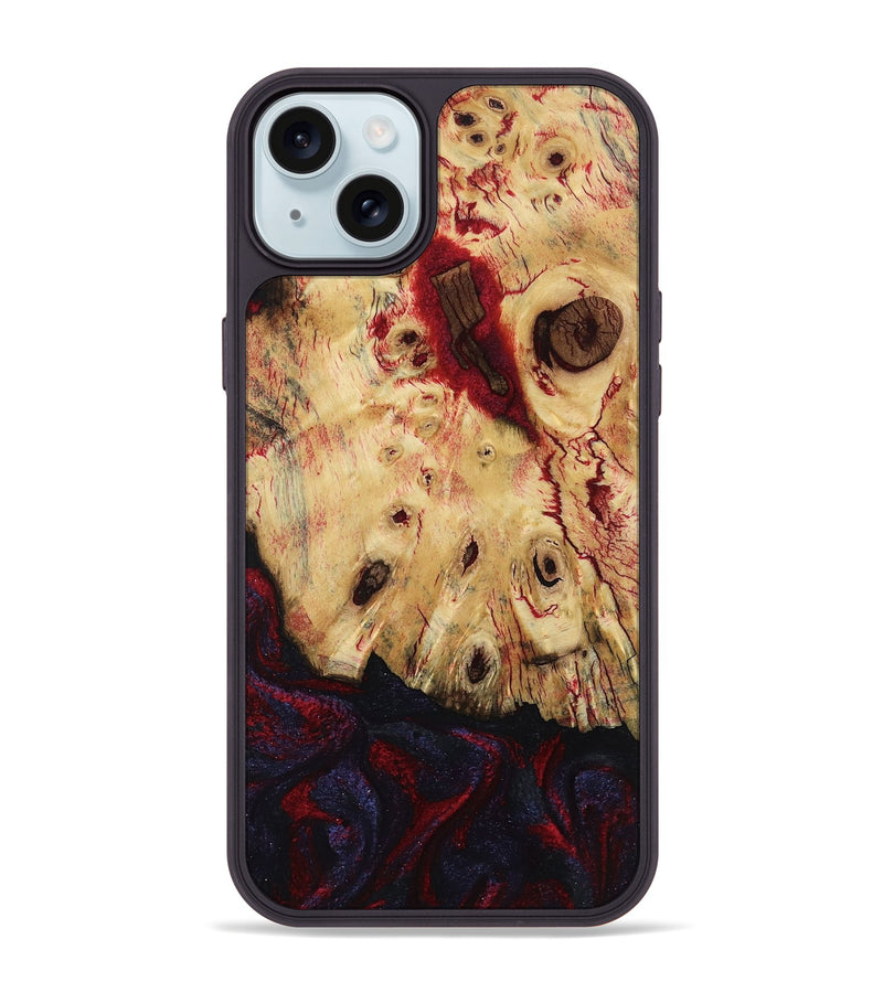 iPhone 15 Plus Wood Phone Case - Davion (Red, 799156)