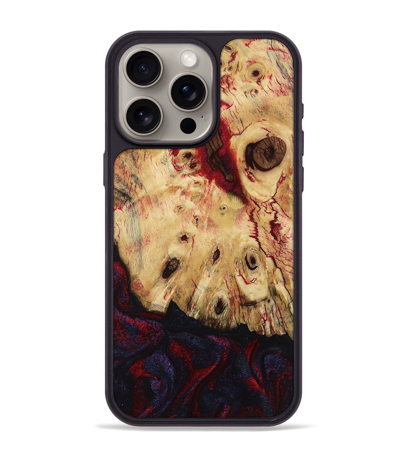 iPhone 15 Pro Max Wood Phone Case - Davion (Red, 799156)