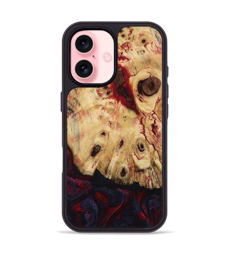 iPhone 16 Wood Phone Case - Davion (Red, 799156)