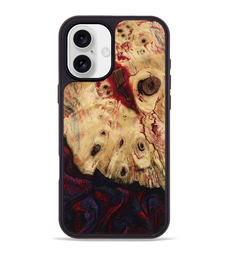 iPhone 16 Plus Wood Phone Case - Davion (Red, 799156)