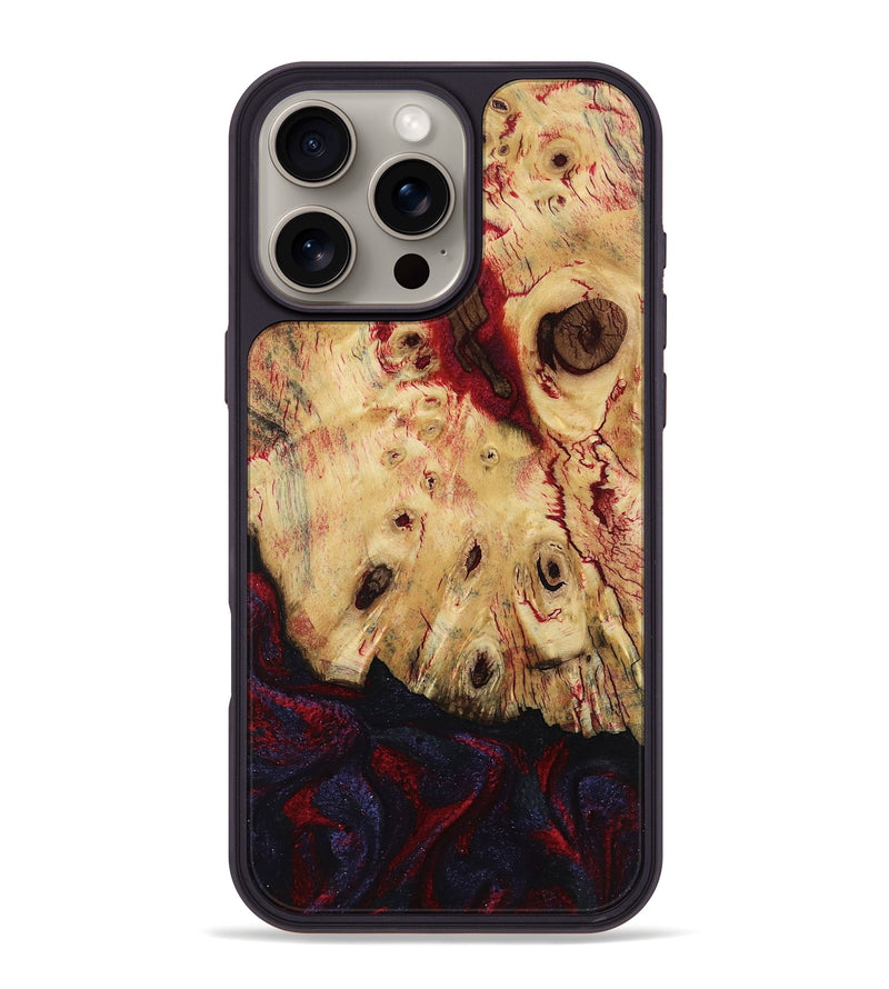 iPhone 16 Pro Max Wood Phone Case - Davion (Red, 799156)