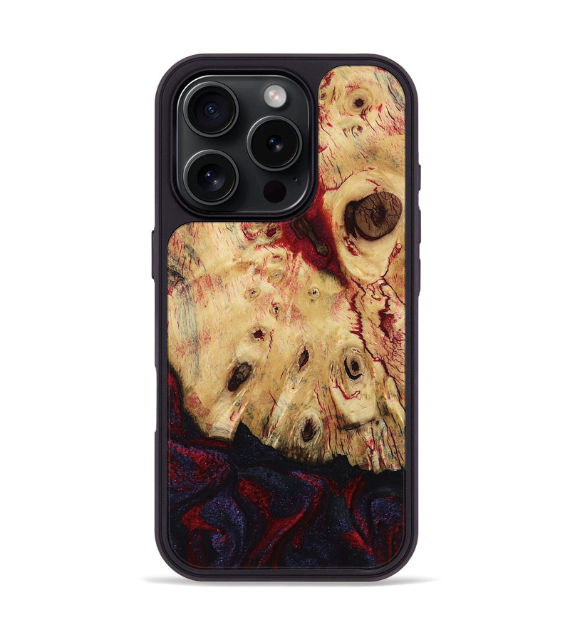 iPhone 16 Pro Wood Phone Case - Davion (Red, 799156)