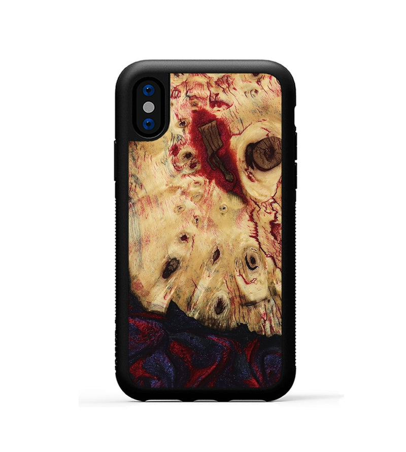 iPhone Xs Wood Phone Case - Davion (Red, 799156)