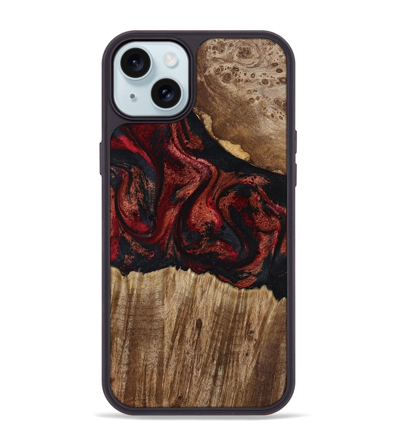 iPhone 15 Plus Wood Phone Case - Ivette (Red, 799167)