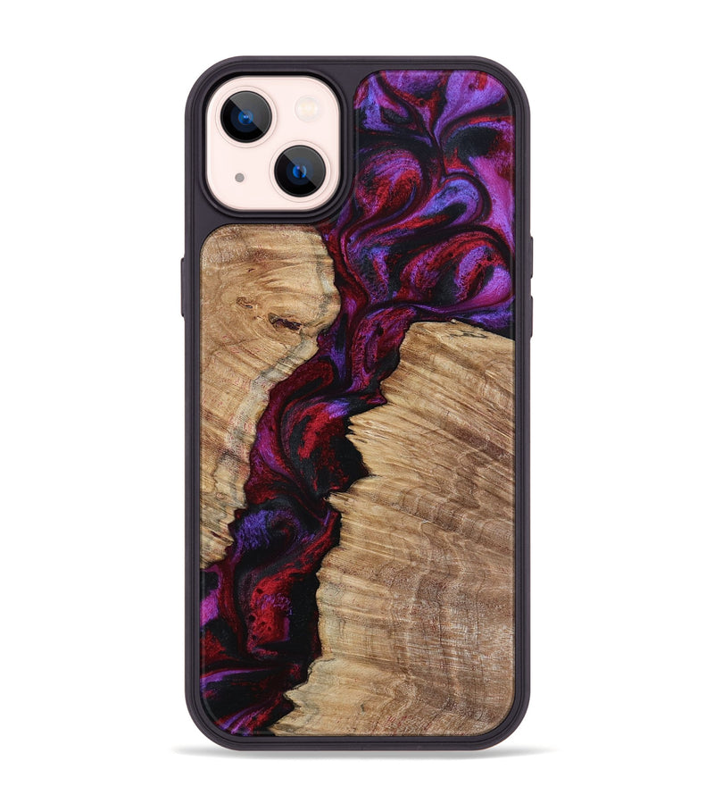 iPhone 14 Plus Wood Phone Case - Evelyne (Red, 799169)
