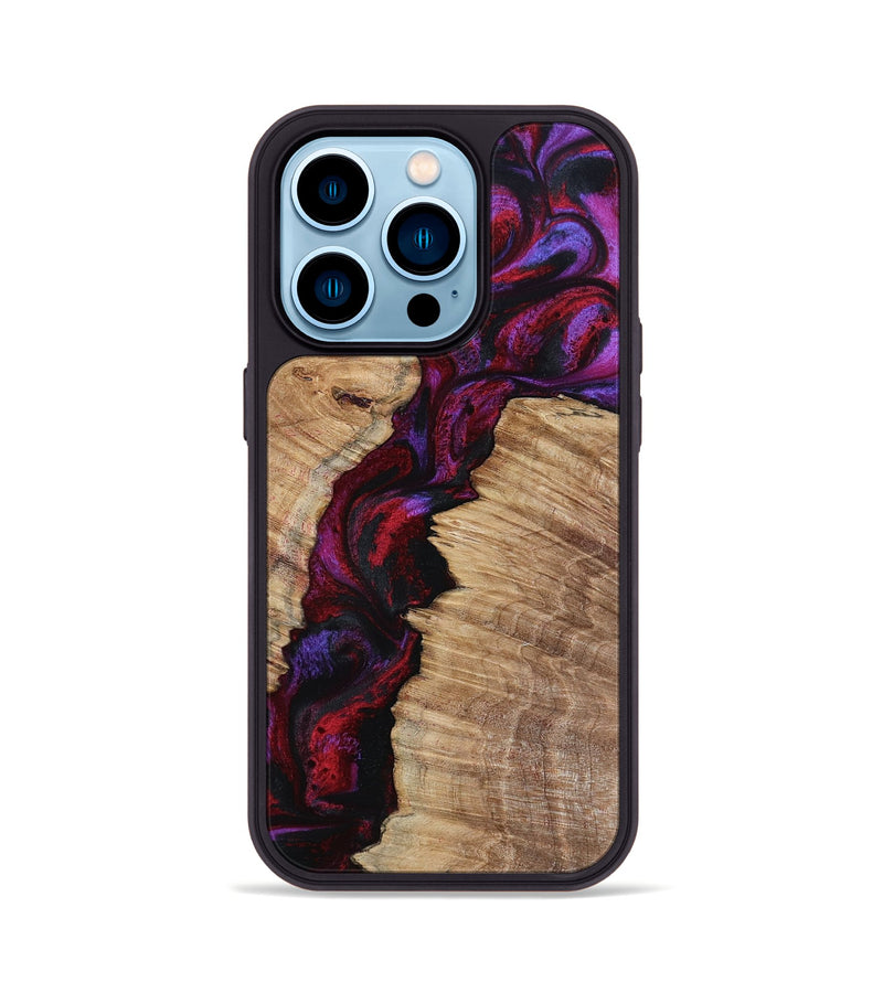 iPhone 14 Pro Wood Phone Case - Evelyne (Red, 799169)