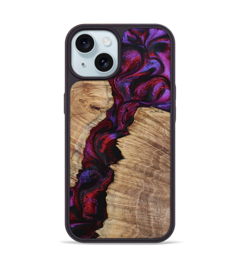 iPhone 15 Wood Phone Case - Evelyne (Red, 799169)