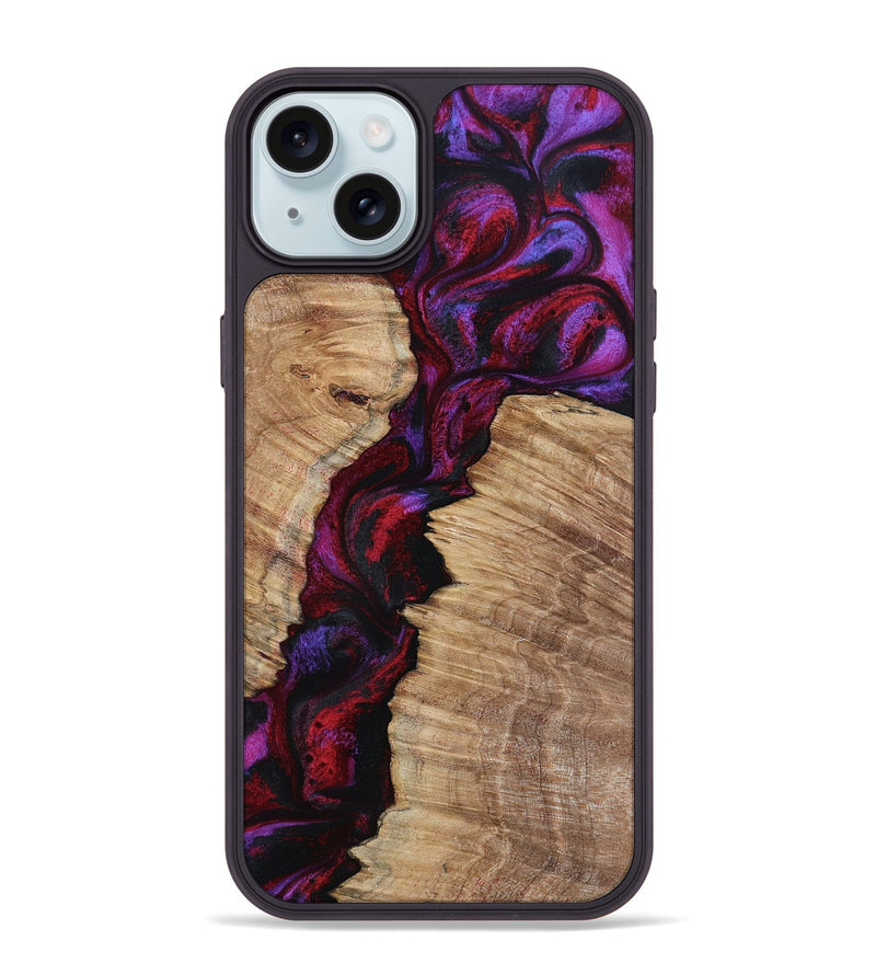 iPhone 15 Plus Wood Phone Case - Evelyne (Red, 799169)