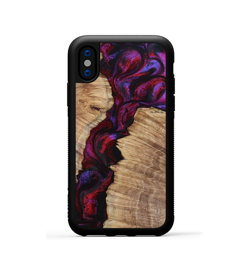 iPhone Xs Wood Phone Case - Evelyne (Red, 799169)