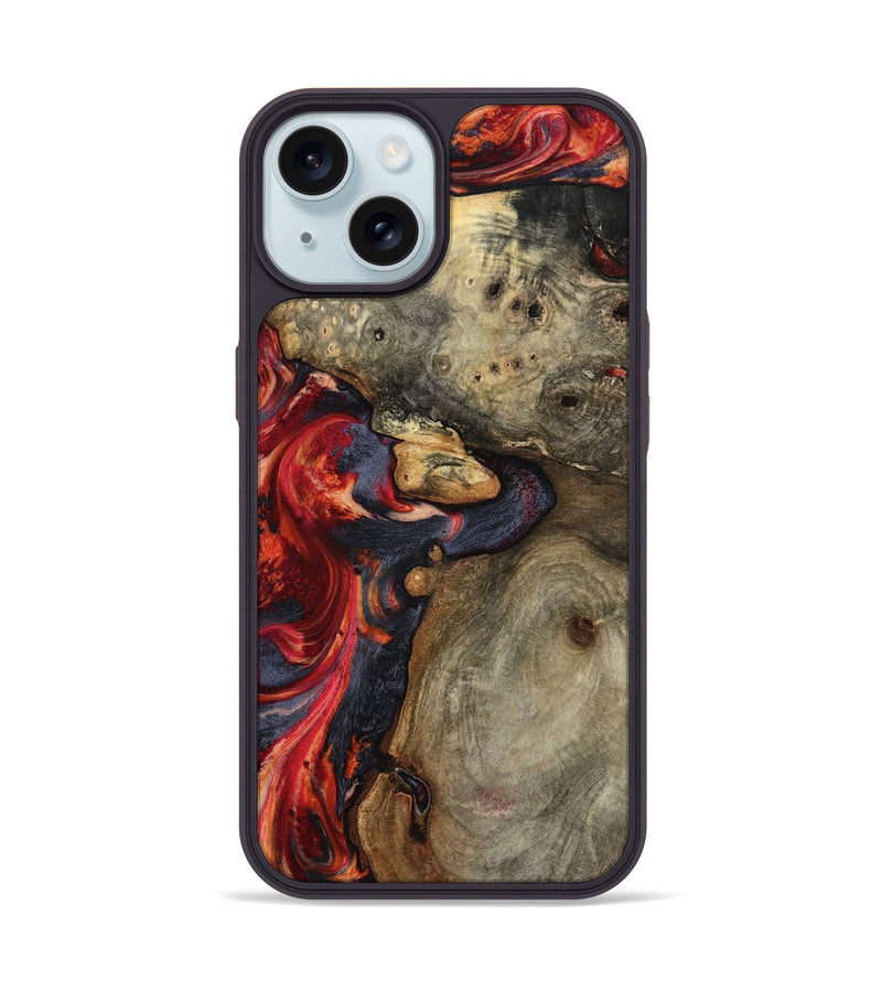 iPhone 15 Wood Phone Case - Kenji (Red, 799176)