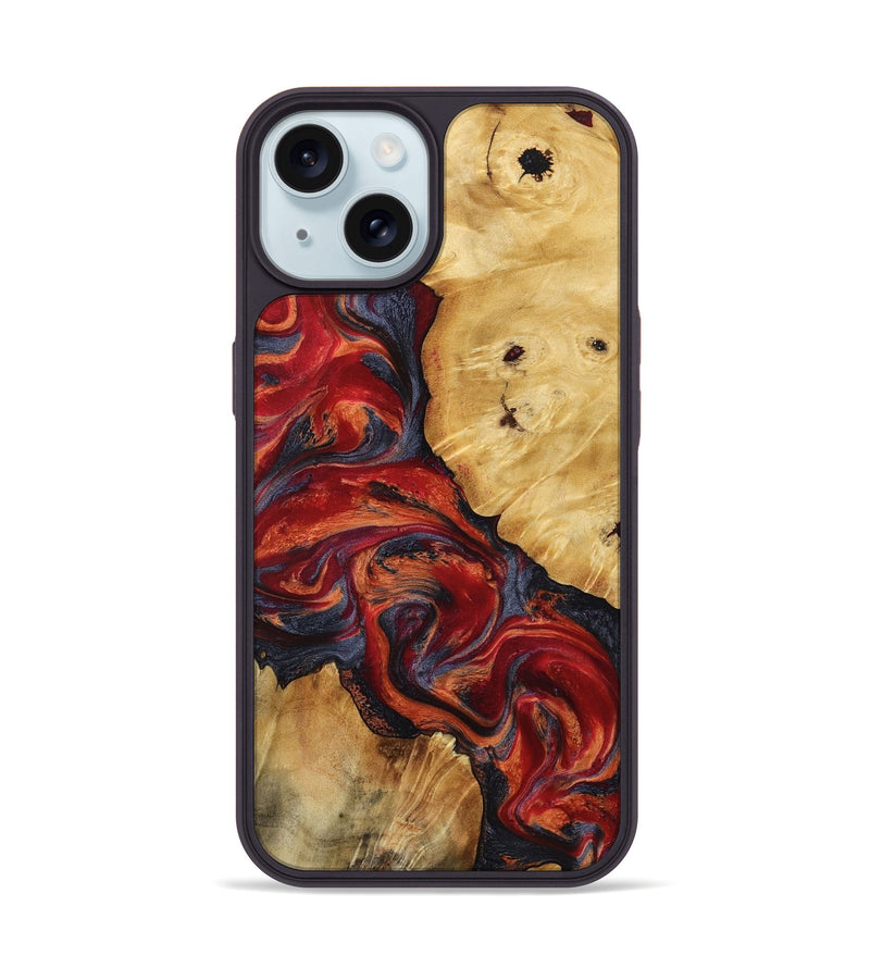 iPhone 15 Wood Phone Case - Nedra (Red, 799178)