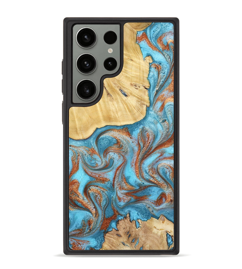 Galaxy S23 Ultra Wood Phone Case - Lynette (Teal & Gold, 799195)