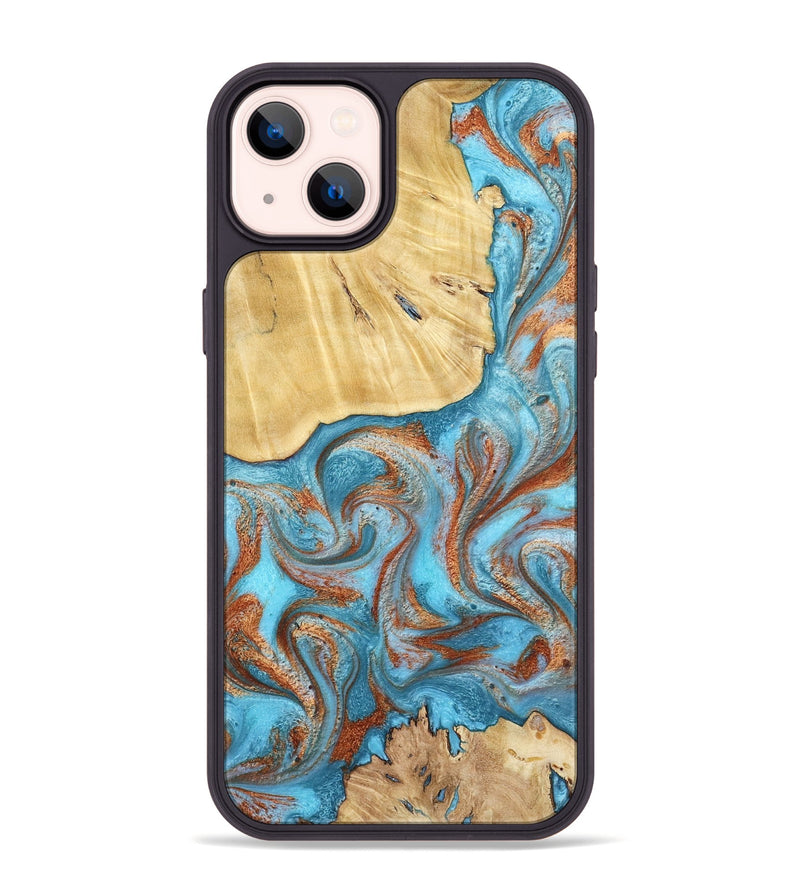 iPhone 14 Plus Wood Phone Case - Lynette (Teal & Gold, 799195)