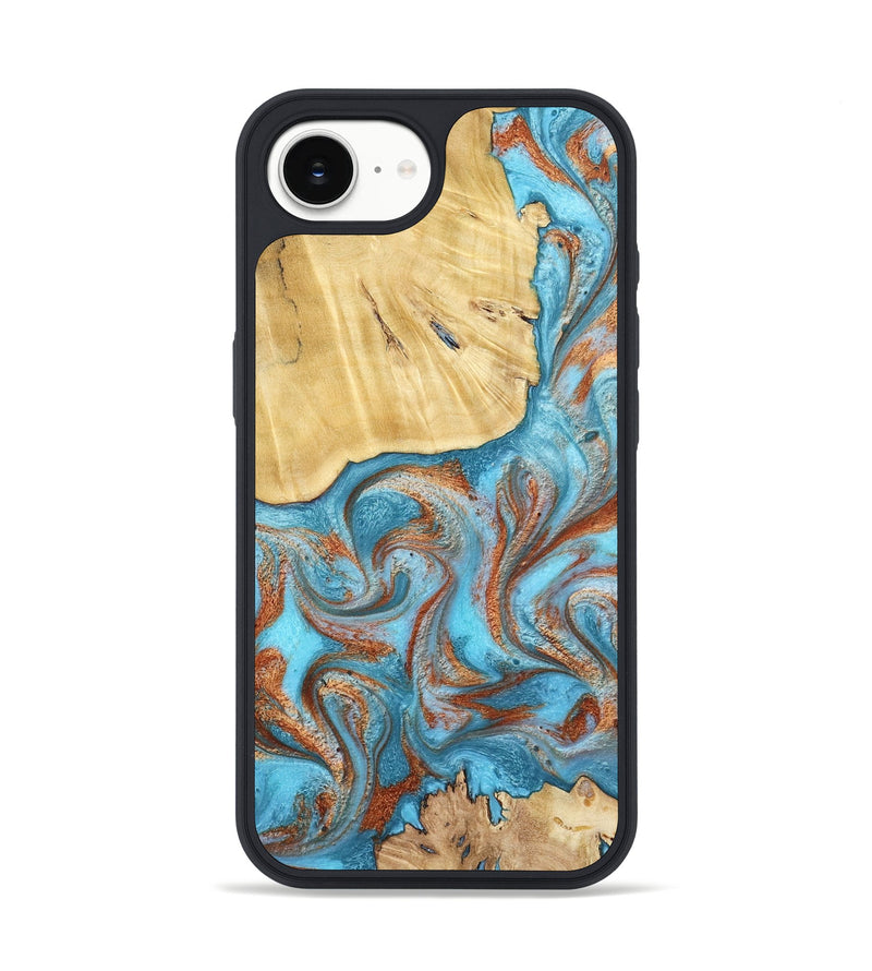 iPhone 16e Wood Phone Case - Lynette (Teal & Gold, 799195)