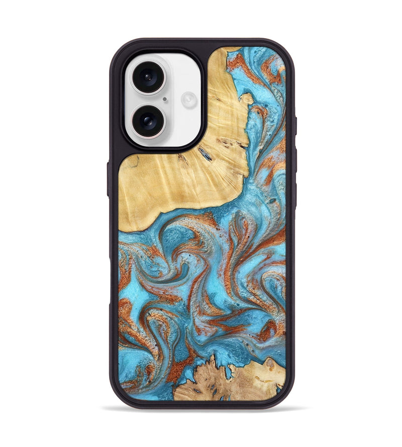 iPhone 17 Wood Phone Case - Lynette (Teal & Gold, 799195)