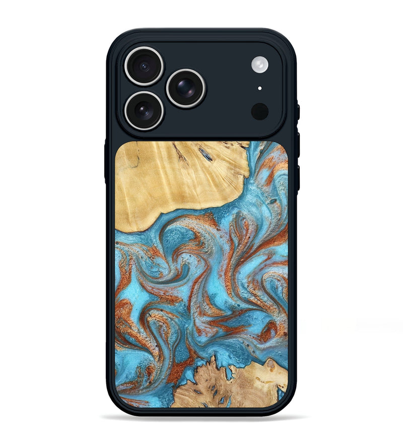 iPhone 17 Pro Max Wood Phone Case - Lynette (Teal & Gold, 799195)