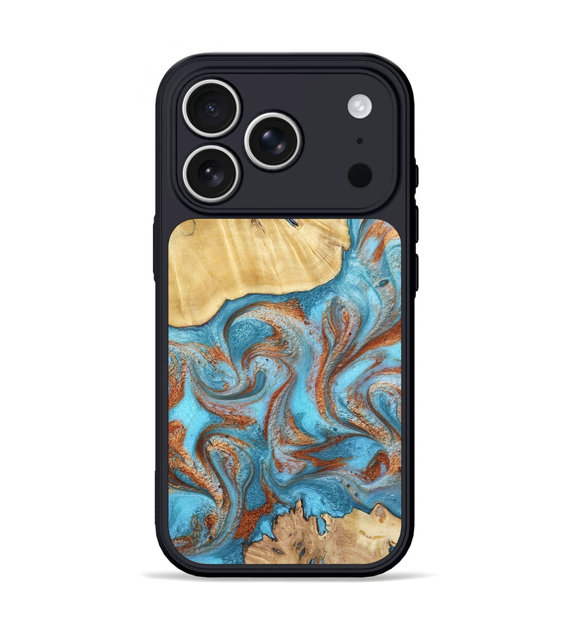 iPhone 17 Pro Wood Phone Case - Lynette (Teal & Gold, 799195)