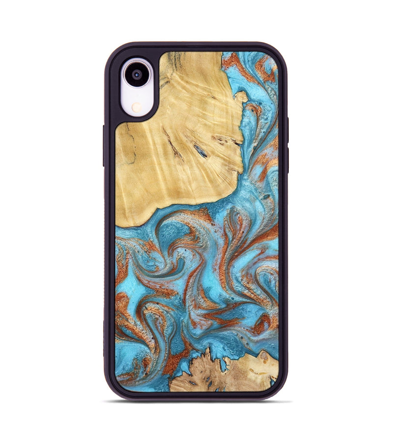 iPhone Xr Wood Phone Case - Lynette (Teal & Gold, 799195)