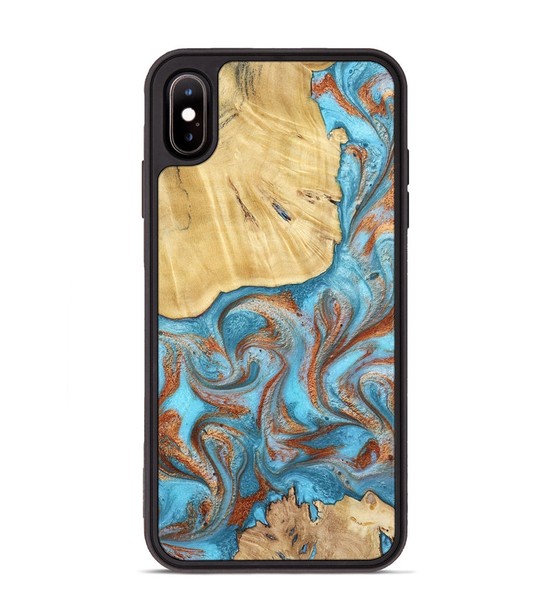 iPhone Xs Max Wood Phone Case - Lynette (Teal & Gold, 799195)