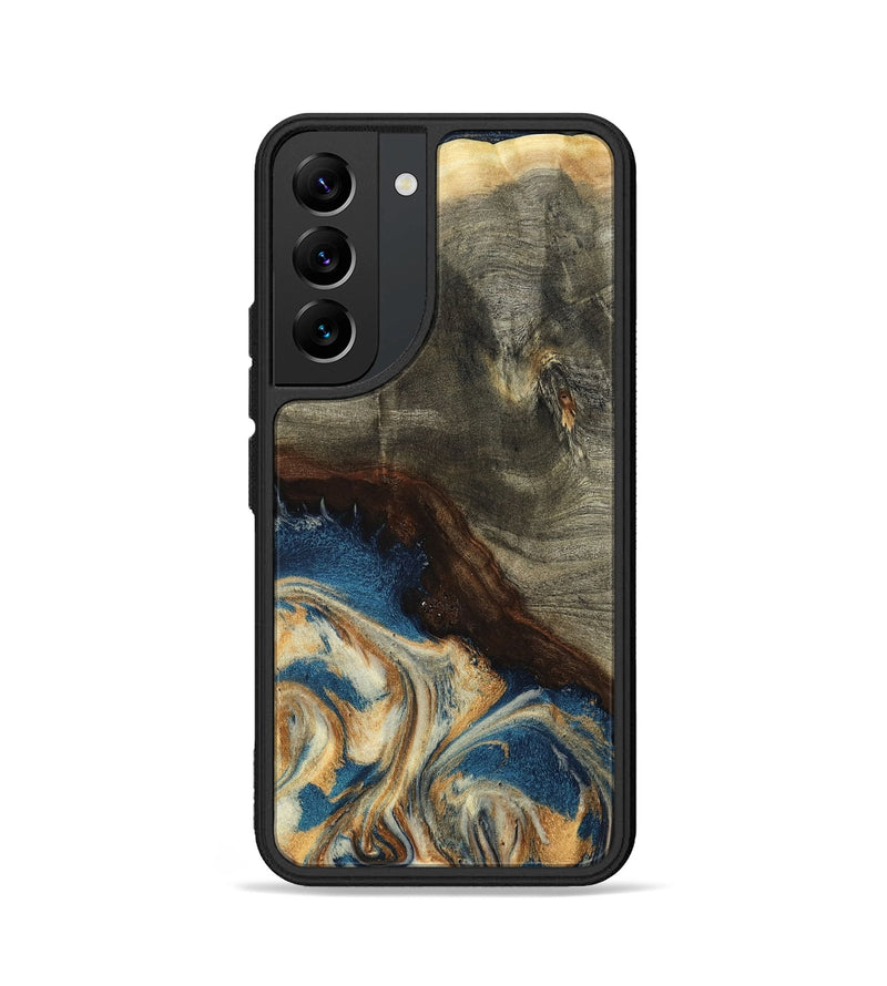Galaxy S22 Wood Phone Case - Mozelle (Teal & Gold, 799196)