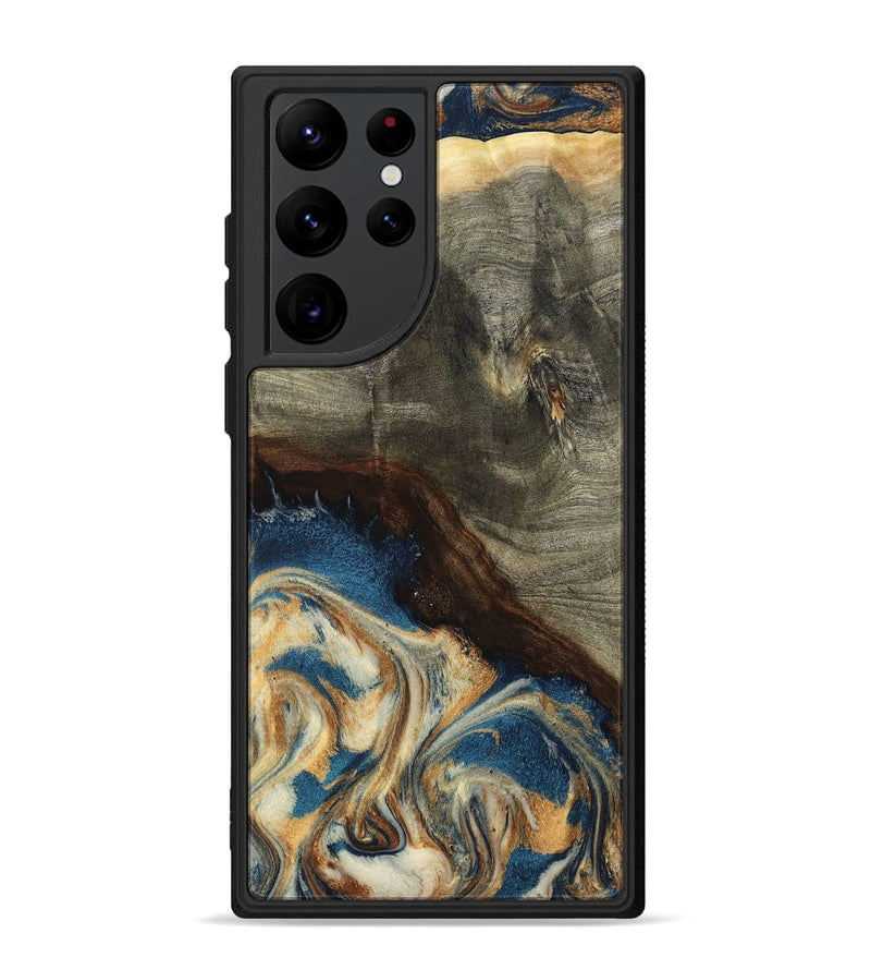 Galaxy S22 Ultra Wood Phone Case - Mozelle (Teal & Gold, 799196)