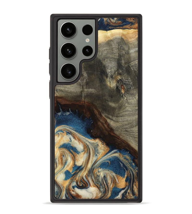 Galaxy S23 Ultra Wood Phone Case - Mozelle (Teal & Gold, 799196)