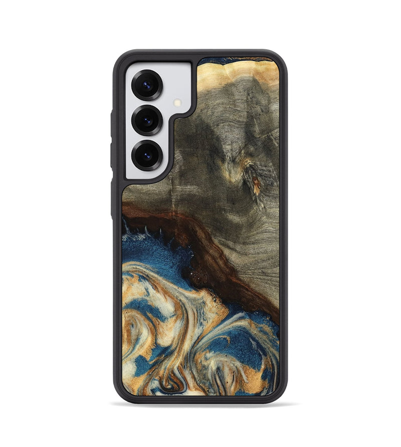 Galaxy S25 Wood Phone Case - Mozelle (Teal & Gold, 799196)