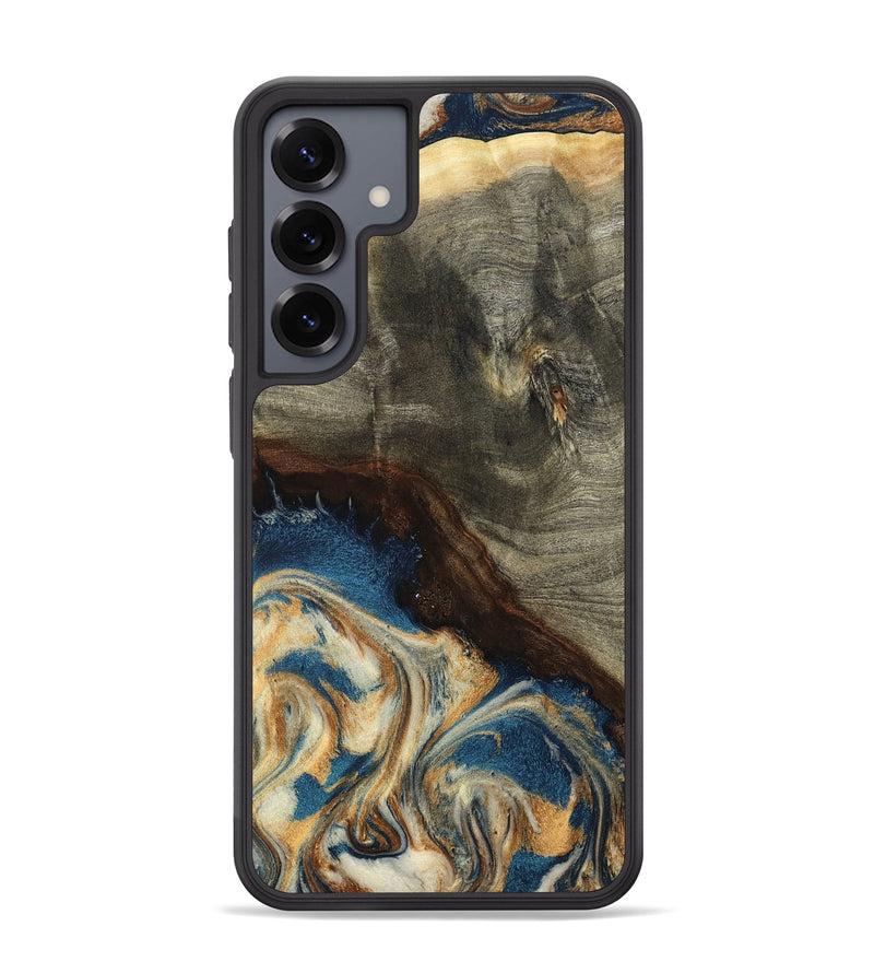 Galaxy S25 Plus Wood Phone Case - Mozelle (Teal & Gold, 799196)