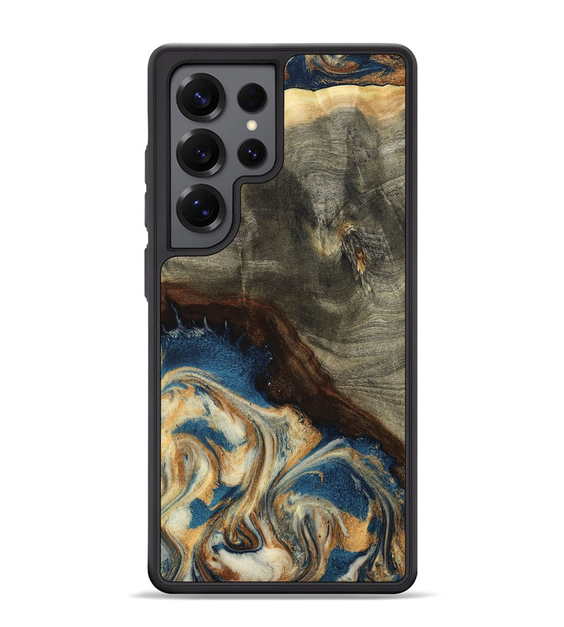 Galaxy S25 Ultra Wood Phone Case - Mozelle (Teal & Gold, 799196)