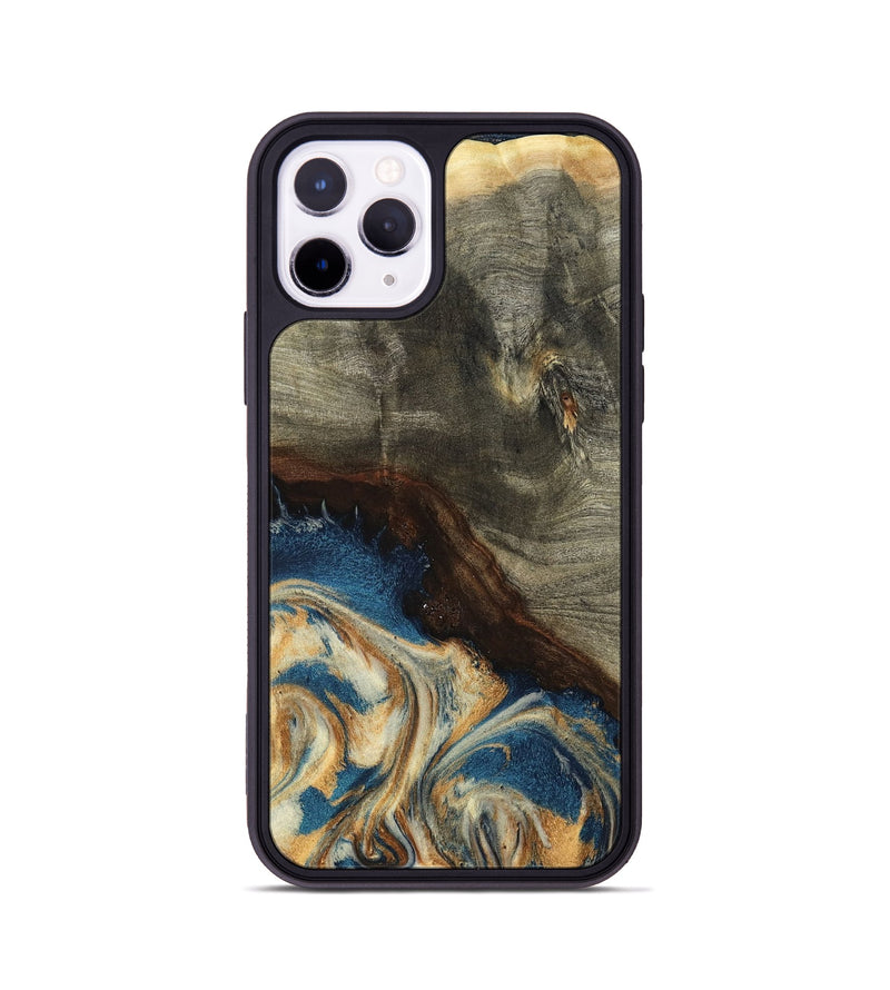 iPhone 11 Pro Wood Phone Case - Mozelle (Teal & Gold, 799196)