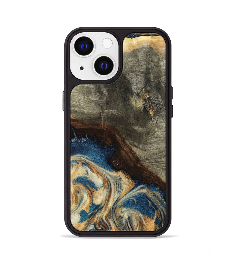 iPhone 13 Wood Phone Case - Mozelle (Teal & Gold, 799196)
