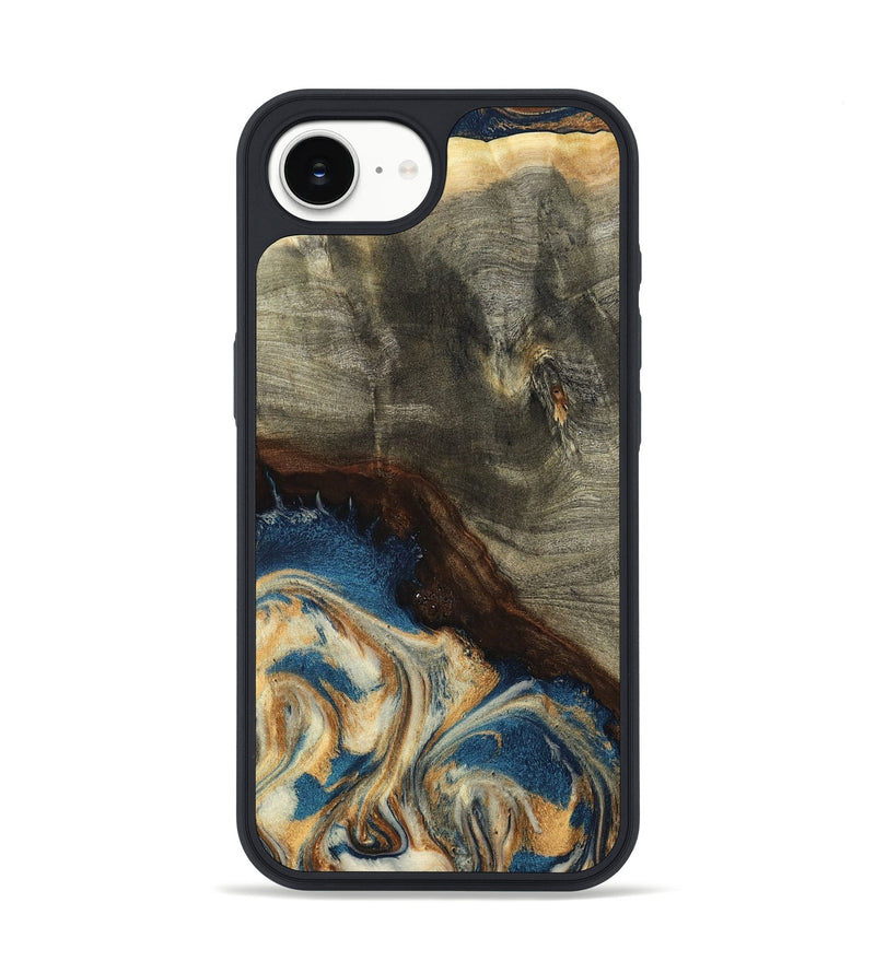 iPhone 16e Wood Phone Case - Mozelle (Teal & Gold, 799196)