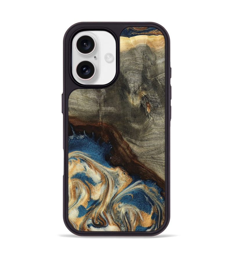 iPhone 17 Wood Phone Case - Mozelle (Teal & Gold, 799196)
