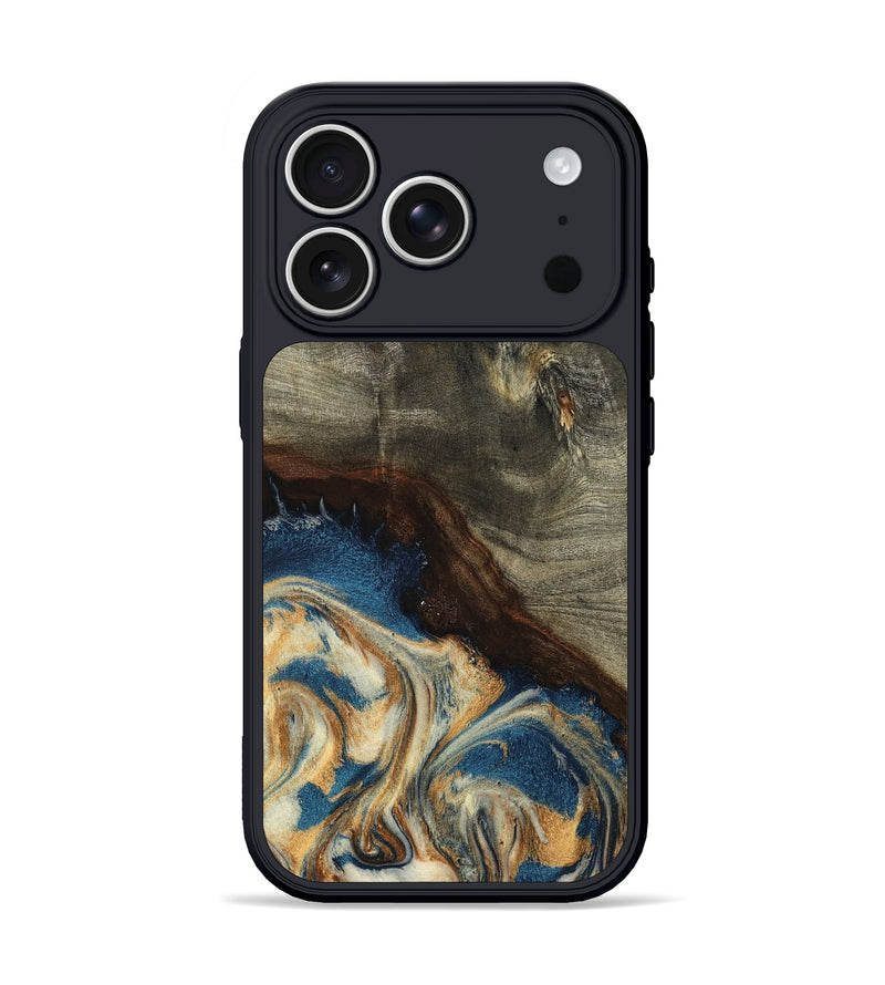 iPhone 17 Pro Wood Phone Case - Mozelle (Teal & Gold, 799196)