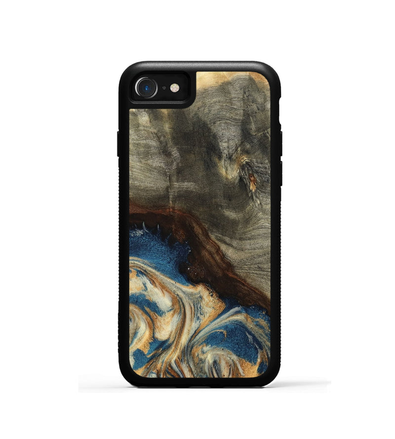 iPhone SE Wood Phone Case - Mozelle (Teal & Gold, 799196)