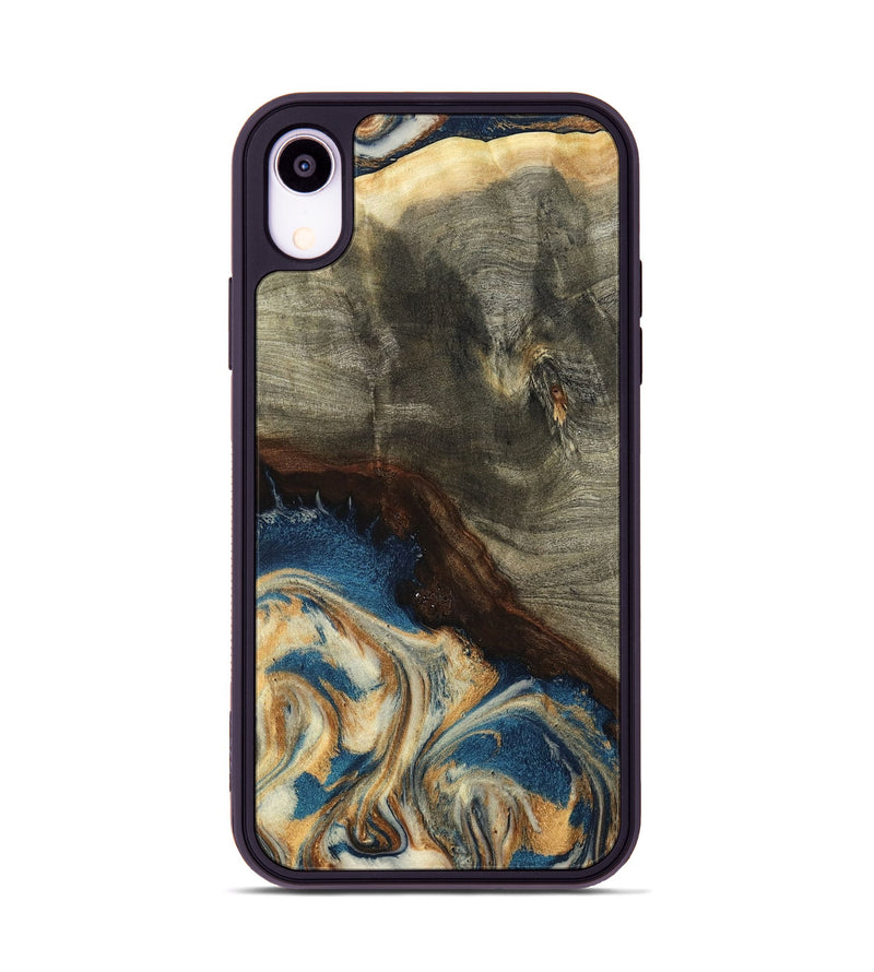 iPhone Xr Wood Phone Case - Mozelle (Teal & Gold, 799196)