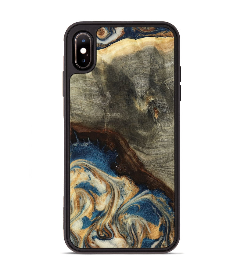 iPhone Xs Max Wood Phone Case - Mozelle (Teal & Gold, 799196)