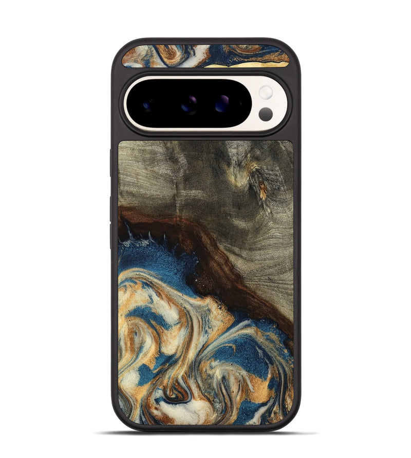Pixel 9 Pro Wood Phone Case - Mozelle (Teal & Gold, 799196)
