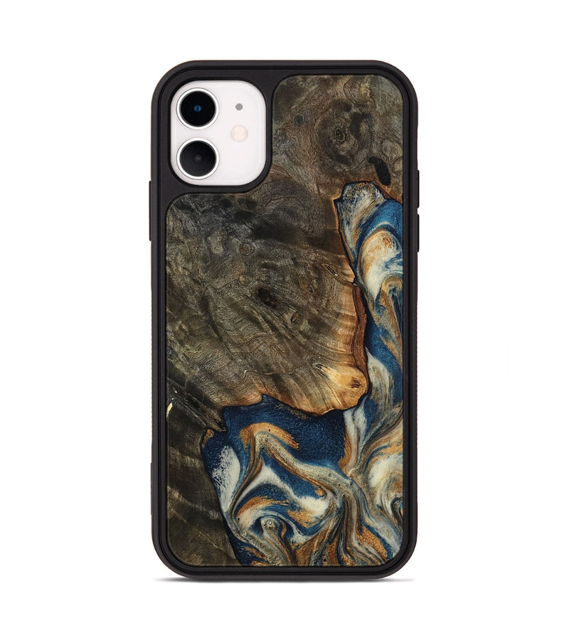 iPhone 11 Wood Phone Case - Gian (Teal & Gold, 799197)