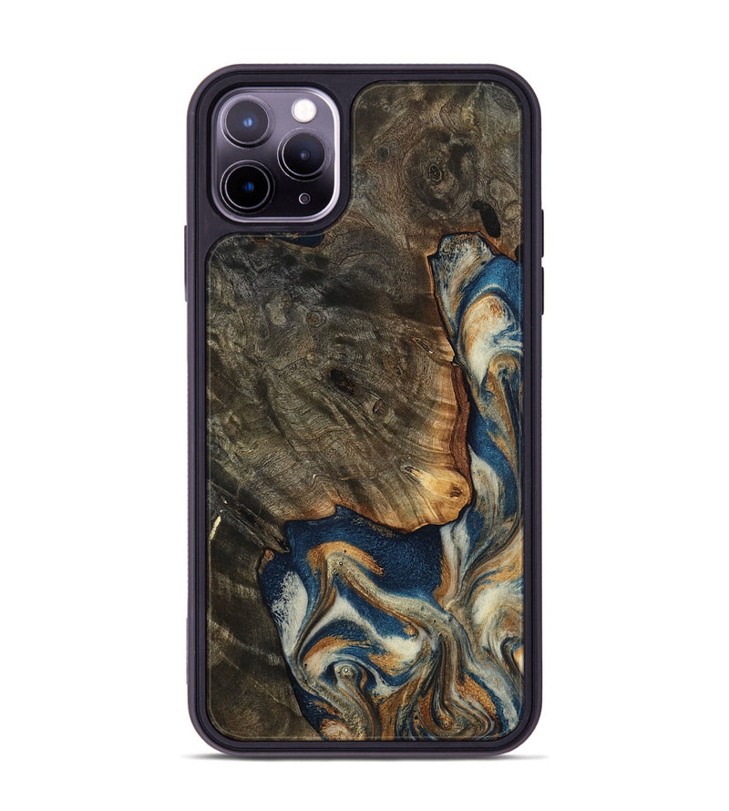 iPhone 11 Pro Max Wood Phone Case - Gian (Teal & Gold, 799197)