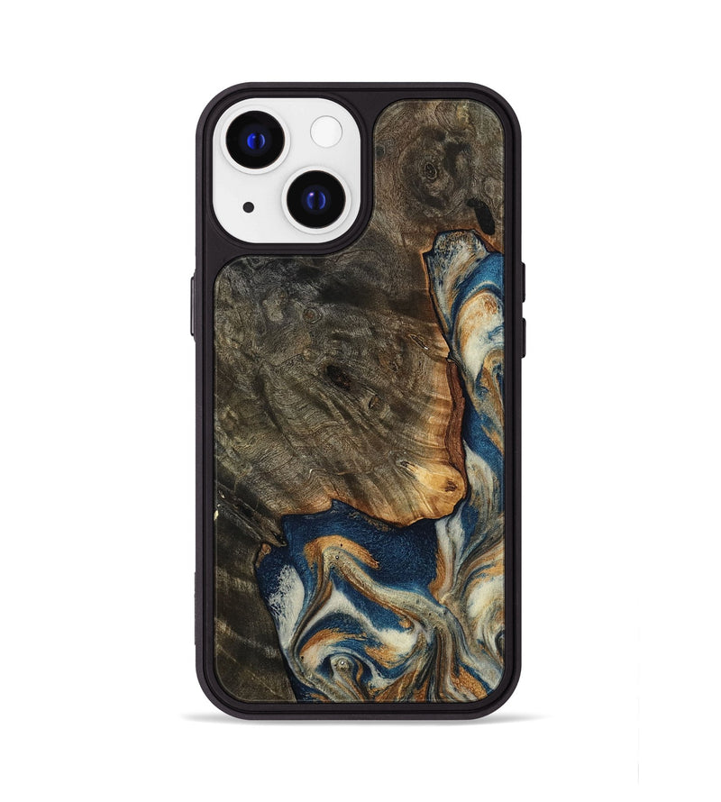 iPhone 13 Wood Phone Case - Gian (Teal & Gold, 799197)