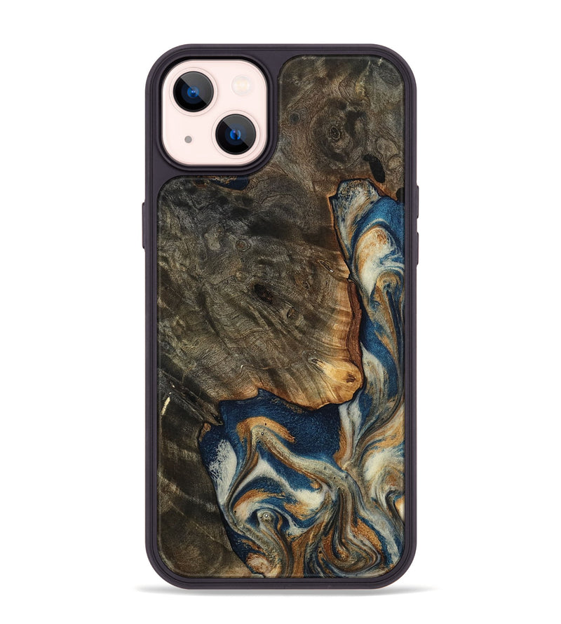 iPhone 14 Plus Wood Phone Case - Gian (Teal & Gold, 799197)