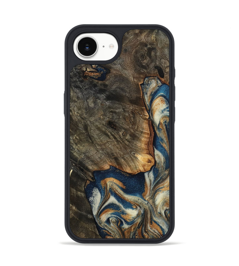 iPhone 16e Wood Phone Case - Gian (Teal & Gold, 799197)