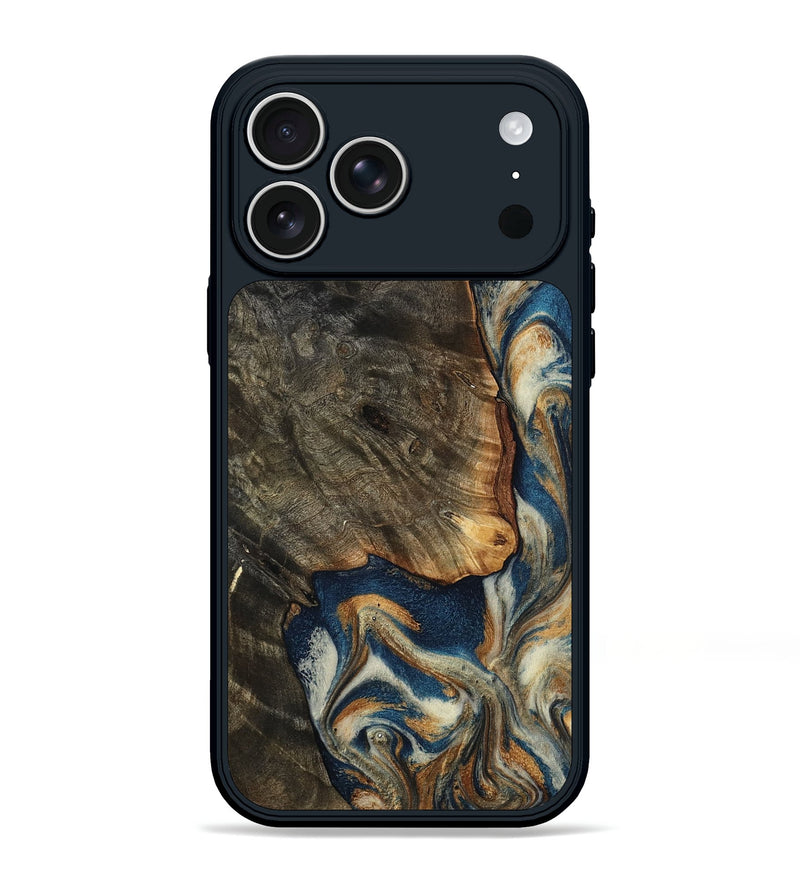 iPhone 17 Pro Max Wood Phone Case - Gian (Teal & Gold, 799197)