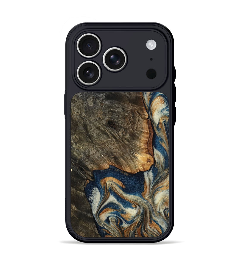 iPhone 17 Pro Wood Phone Case - Gian (Teal & Gold, 799197)