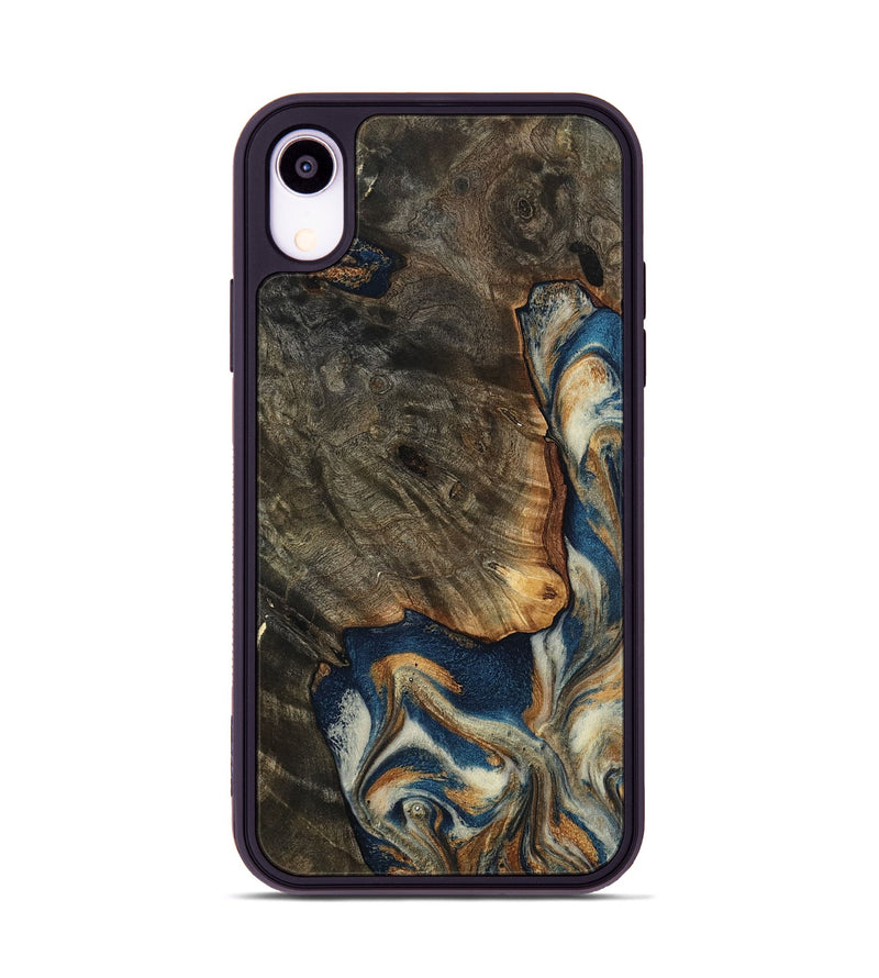 iPhone Xr Wood Phone Case - Gian (Teal & Gold, 799197)