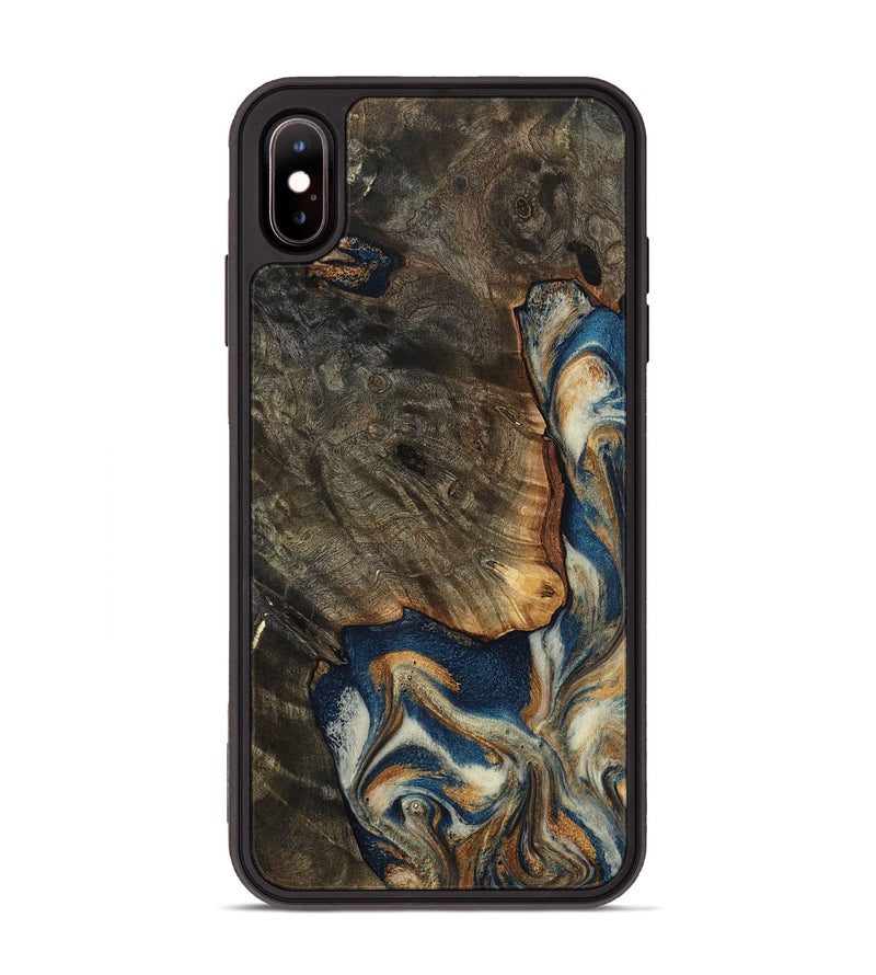 iPhone Xs Max Wood Phone Case - Gian (Teal & Gold, 799197)