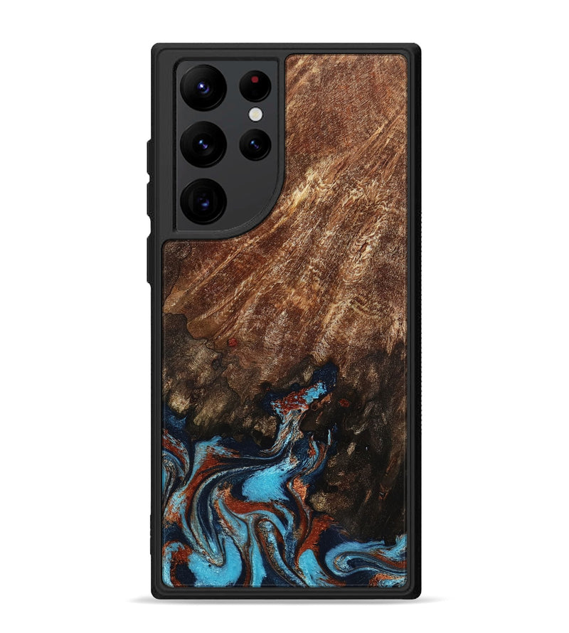 Galaxy S22 Ultra Wood Phone Case - Ima (Teal & Gold, 799199)